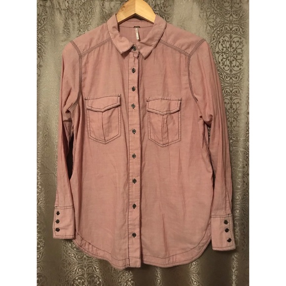 Free People Last Chance Button Down In Pink Size S - Picture 4 of 8